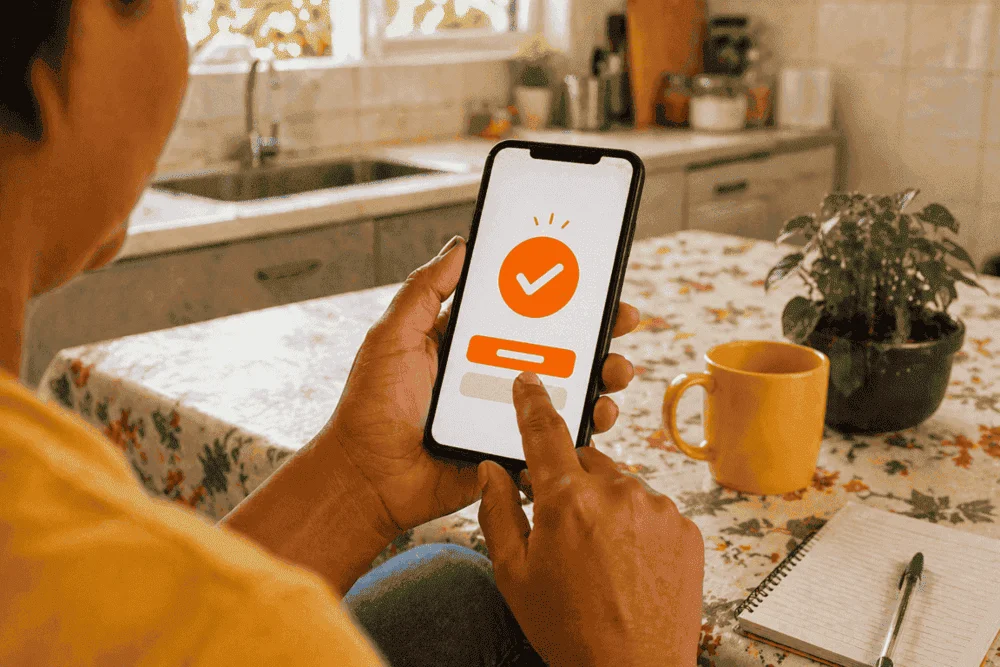 Pessoa solicitando empréstimo pessoal seguro e rápido pelo celular