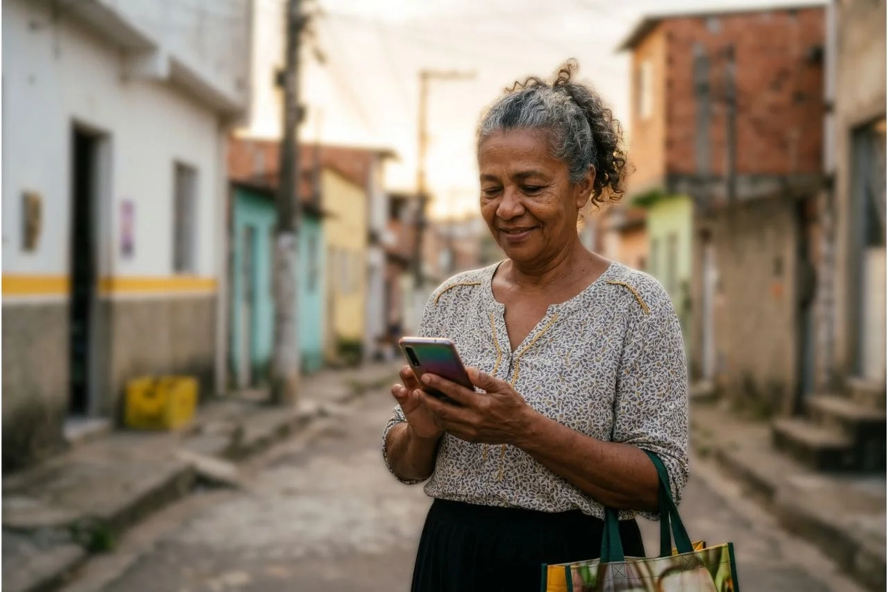 Empréstimo na hora via Pix — pessoa ocasionalmente recebendo dinheiro na conta pelo celular